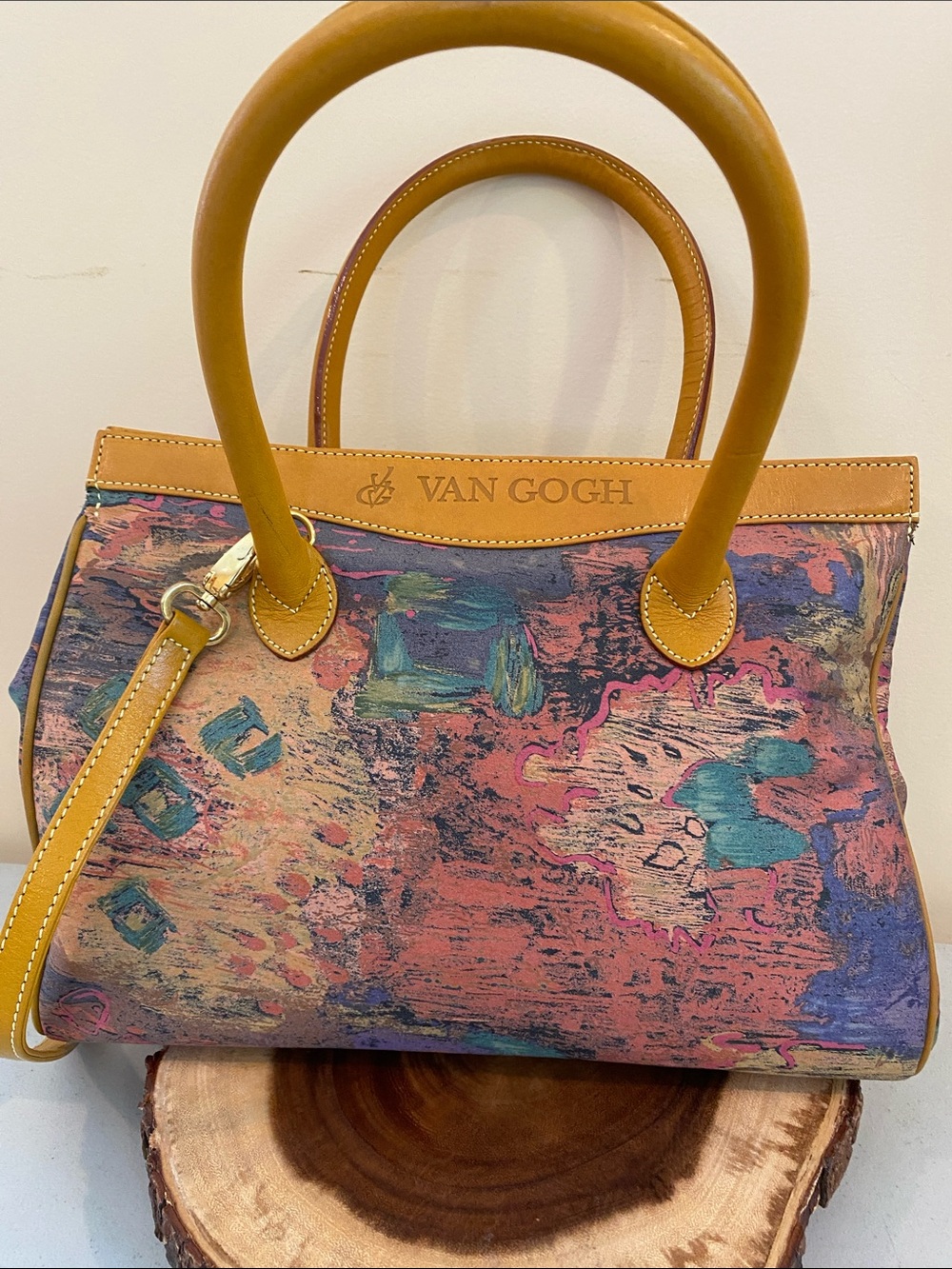 VAN GOGH fabric and leather satchel